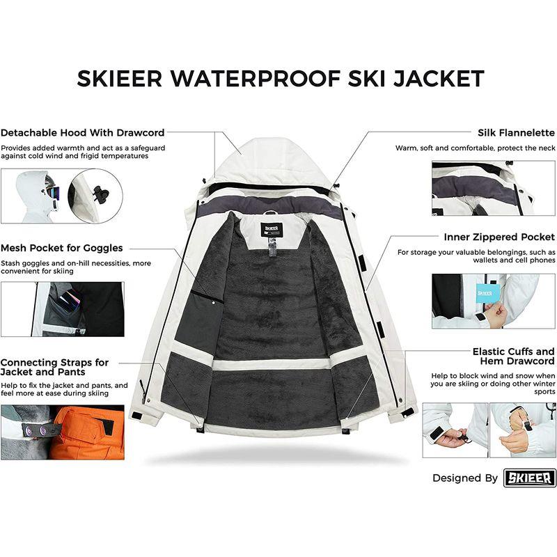 在庫処分在庫処分Skieer メンズ マウンテン防水スキージャケット 冬用 レインジャケット 暖かいフリース スノーコート US サイズ: Small  カラ その他スキー用品