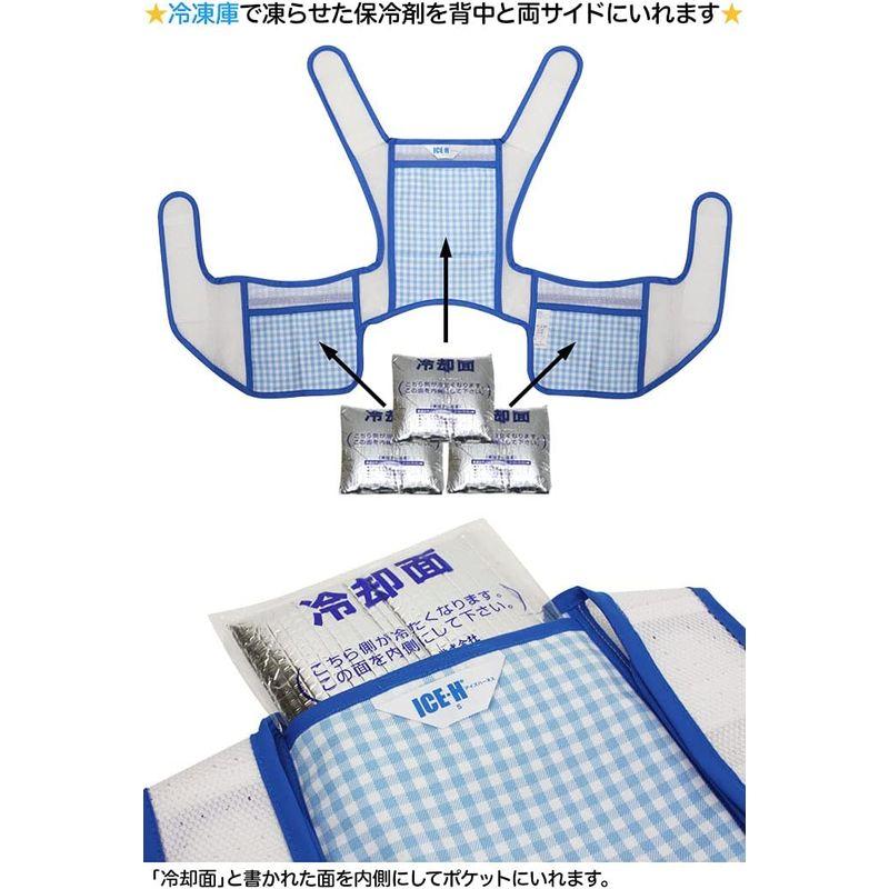 赤城工業株式会社　熱中症対策グッズ　冷却ベスト　M-Lサイズ　保冷剤3個付き　白黒ドット　アイスハーネス　レディース