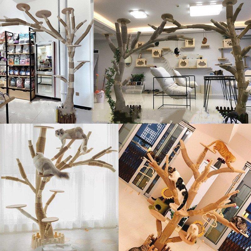 完動品 キャットタワー 木製 猫の木 猫登山 猫の活動ツリー 無垢材 猫のジャンプ プラットフォーム 猫登山タワー猫の活動木 猫の遊び地域 高1.5メートル 【H1071826903】(39158円)