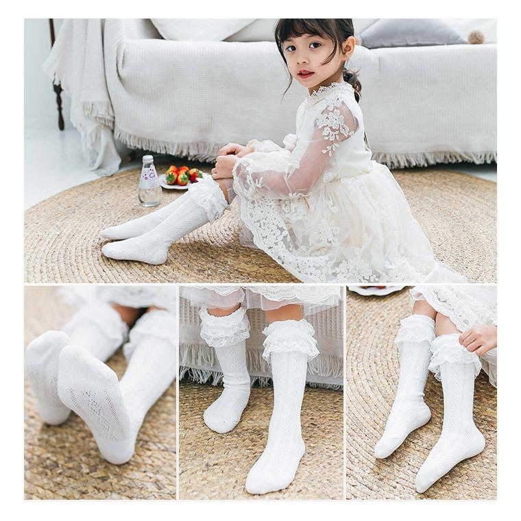 ソックス キッズ 靴下 レース フリル キッズソックス 女の子 白 ブラック ガールズソックス ひざ丈 幼稚園 保育園 小学校 8z43 8z43 Zakzak雑貨 通販 Yahoo ショッピング