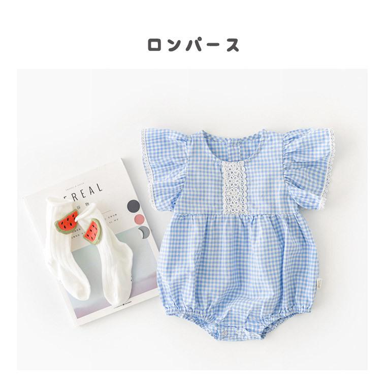 ロンパース ワンピース ベビー服 女の子 春 夏 半袖 コットン 綿 70 80 レース チェック ギンガムチェック フリル キッズ 9c43 9c43 Zakzak雑貨 通販 Yahoo ショッピング