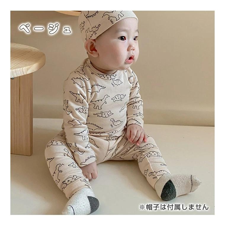 21新発 上下セット ベビー 赤ちゃん セットアップ 男の子 恐竜 長袖 秋 冬 微起毛 カットソー パンツ ベージュ コーヒー ブラウン 9f91 Simbcity Net