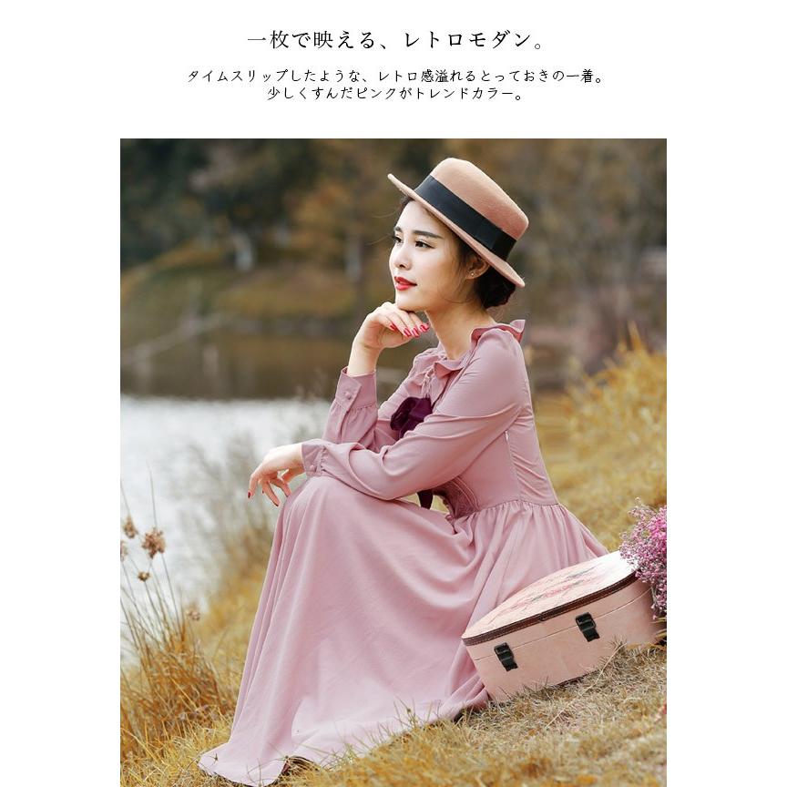 レトロ クラシック ワンピース 半袖 春夏 フレア ひざ下 ミディアム丈 エレガント リボン フリル ワンピース レディース メール便送料無料 J1846ba Star Net 通販 Yahoo ショッピング