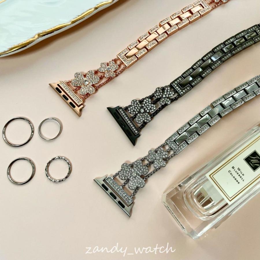 アップルウォッチ バンド  クローバーチェーン ベルト メタル ストーン付き Apple Watch 8 7 SE 6 5 4 3 2 1 可愛い レディース 38mm 40mm 41mm 42mm 44mm 45mm |  | 01