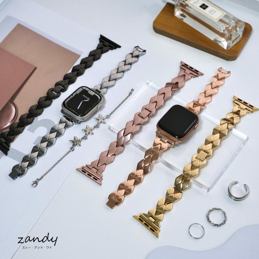アップルウォッチ バンド 菱形チェーン ベルト メタル Apple Watch series 8 7 SE 6 5 4 3 2 1 可愛い レディース 38mm 40mm 41mm 42mm 44mm 45mm おしゃれ | 