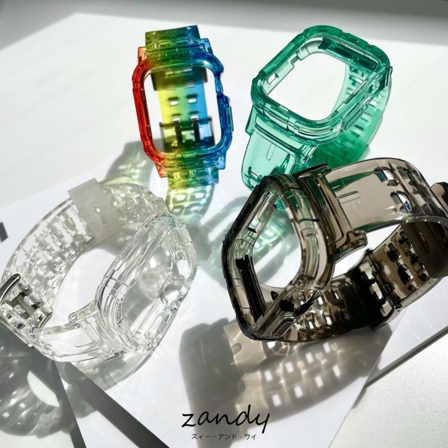 アップルウォッチ バンド クリア ベルト 一体式バンド Apple Watch series7 SE 6 5 4 3 2 1 カバー ケース 38mm 40mm 41mm 42mm 44mm 45mm 透明 TPU おしゃれ |  | 01