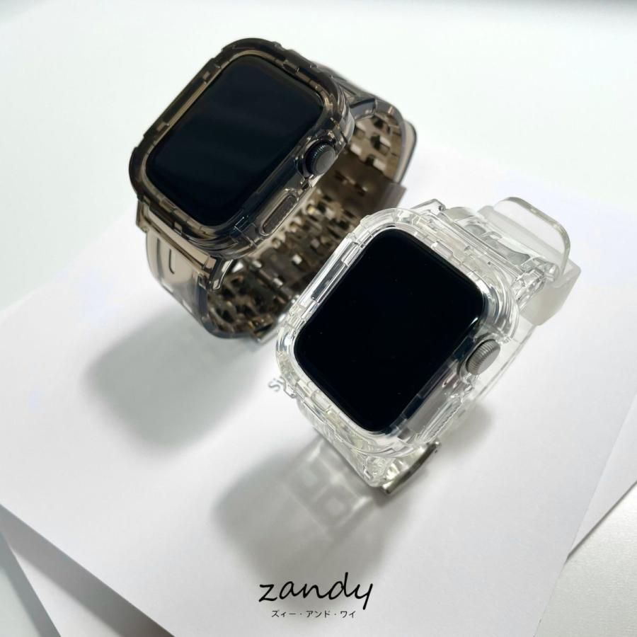 アップルウォッチ バンド クリア ベルト 一体式バンド Apple Watch series7 SE 6 5 4 3 2 1 カバー ケース 38mm 40mm 41mm 42mm 44mm 45mm 透明 TPU おしゃれ |  | 02