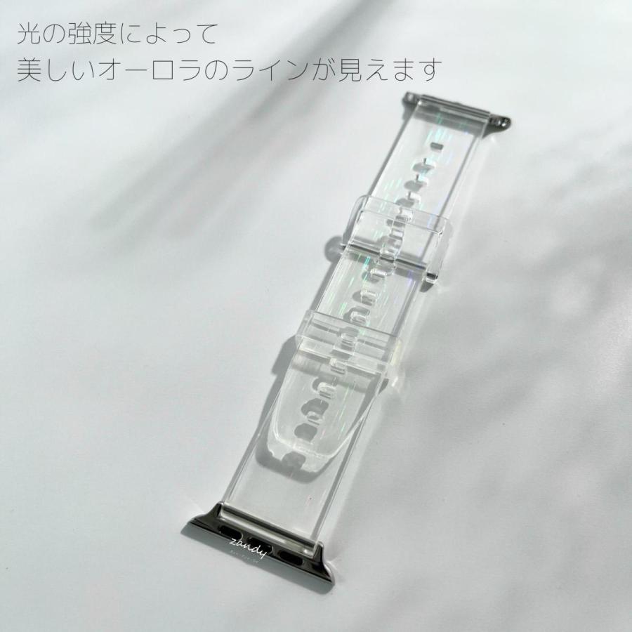 アップルウォッチ バンド クリアオーロラ ベルト Apple Watch series7 SE 6 5 4 3 2 1対応 38mm 40mm 41mm 42mm 44mm 45mm 透明 シンプル おしゃれ |  | 01