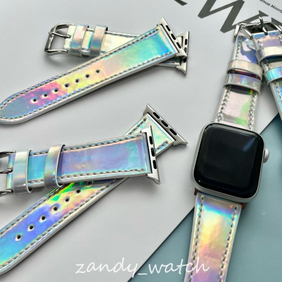 アップルウォッチ バンド レザー ベルト オーロラカラー 皮革 Apple Watch series8 7 SE 6 5 4 3 2 1 おしゃれ レディース 38 40mm 41mm 42mm 44mm 45mm 可愛い |  | 02