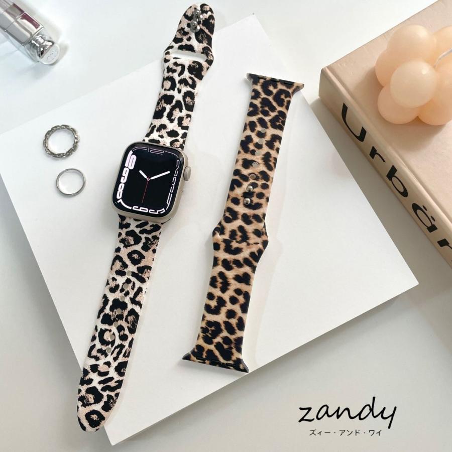 アップルウォッチ バンド ラバー シリコン ベルト スポーツバンド Apple Watch series7 SE 6 5 4 3 2 1  レオパード柄 可愛い 38mm 40mm 41mm 42mm 44mm 45mm | 