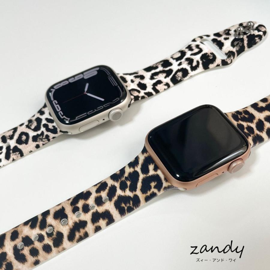 アップルウォッチ バンド ラバー シリコン ベルト スポーツバンド Apple Watch series7 SE 6 5 4 3 2 1  レオパード柄 可愛い 38mm 40mm 41mm 42mm 44mm 45mm |  | 03