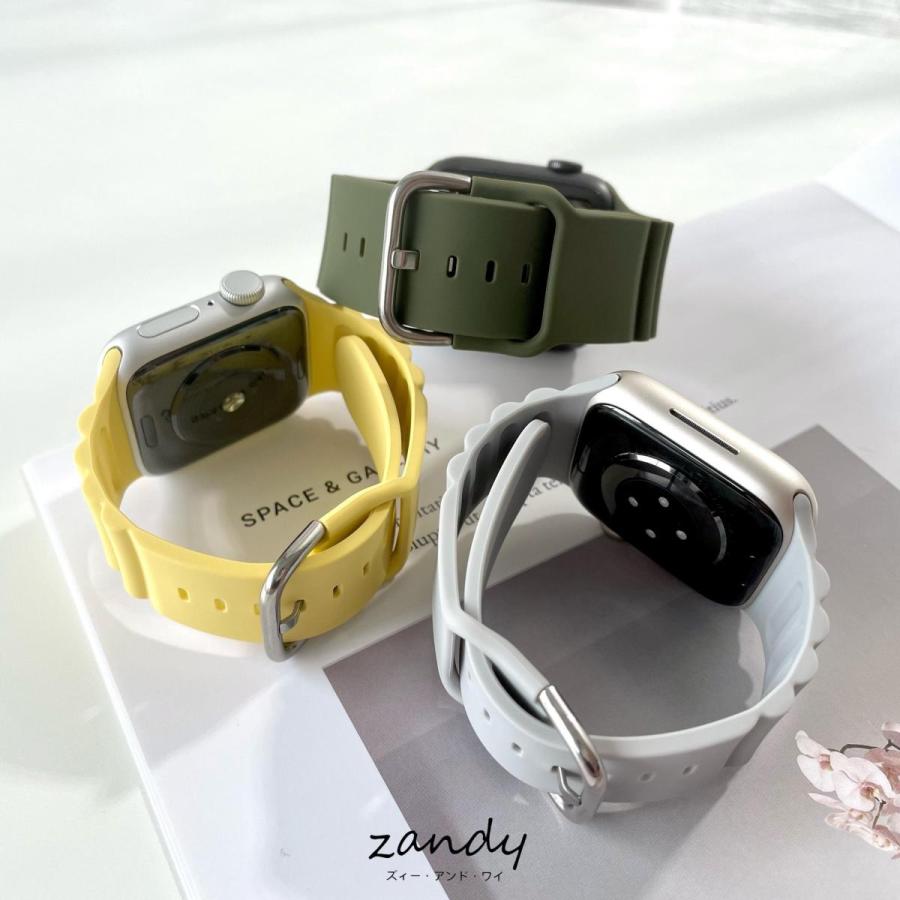 アップルウォッチ バンド ラバー シリコン ベルト スポーツバンド Apple Watch series7 SE 6 5 4 3 2 1 日のスポーツ 38 40 41 42 44 45 シルバーバックル |  | 03
