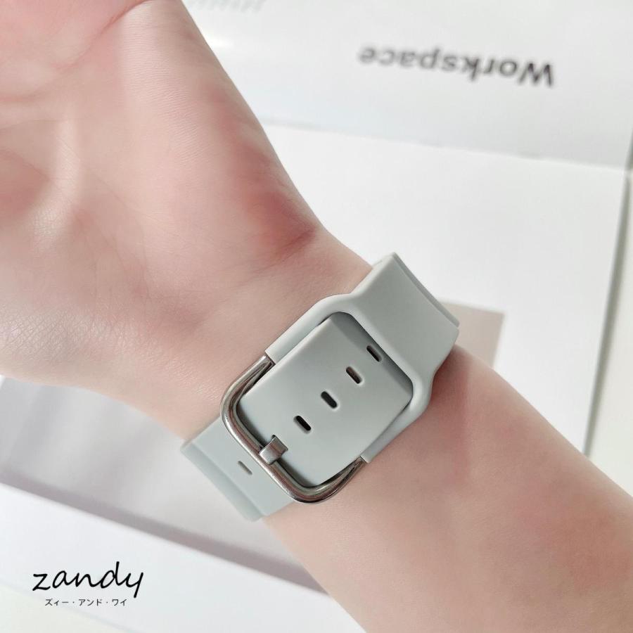 アップルウォッチ バンド ラバー シリコン ベルト スポーツバンド Apple Watch series7 SE 6 5 4 3 2 1 日のスポーツ 38 40 41 42 44 45 シルバーバックル |  | 08