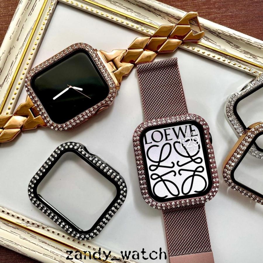 アップルウォッチ ケース カバー ストーン付き ハード 全面保護 ガラスフィルム Apple Watch series8 7 SE 6 5 4 3 2 おしゃれ 38 40 41 42 44 45mm キラキラ |  | 01