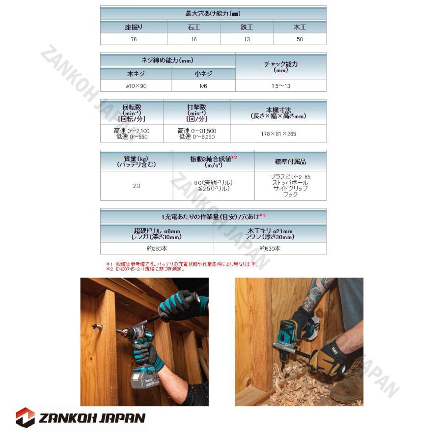 マキタ 振動ドリル ドライバー HP486DZ 同等品 ブラシレス 18V 充電式 MAKITA XPH14Z 純正 ワカサギ釣りに最適 本体のみ パワービットプレゼント｜zankoh-japan｜16