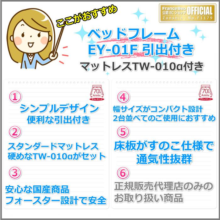フランスベッド お得なベッドセット エディ セミダブル 【送料・開梱組立設置無料】TW-010α付き 人気マットレスとフレームEY-01Fのセット販売商品_1