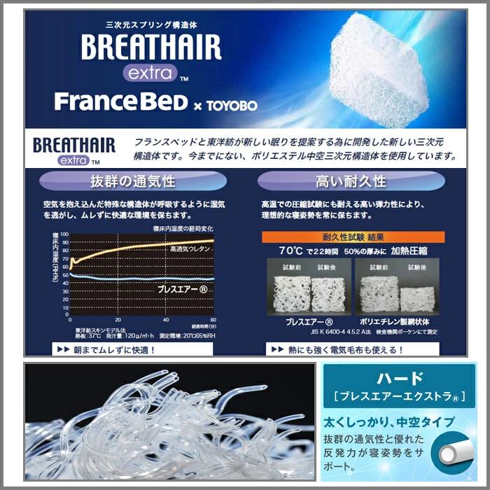 【寝装品2点セット付き】フランスベッド マットレス LT-7000α ハード ダブル【搬入開梱設置無料】硬めの寝心地　ブレスエアー 高反発 人気 除菌 清潔