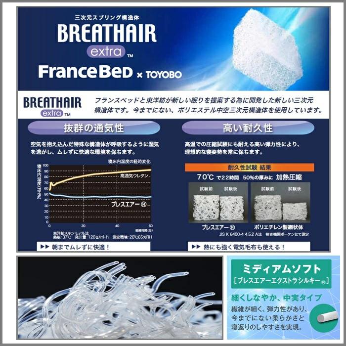 【寝装品2点セット付き】フランスベッド マットレス LT-7000α ミディアムソフト ダブル【搬入開梱設置無料】ブレスエアー 高反発 人気 除菌 清潔