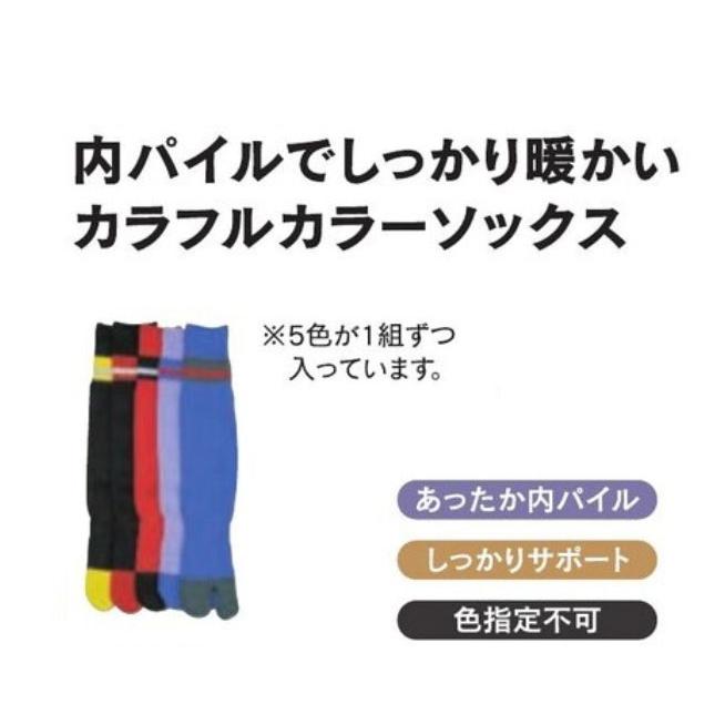 【取り寄せ】おたふく手袋 パイルソックス カラフルライン タビ型 2足組 BS-318 (ZO187)  【出荷単位:5組】｜zaou｜04