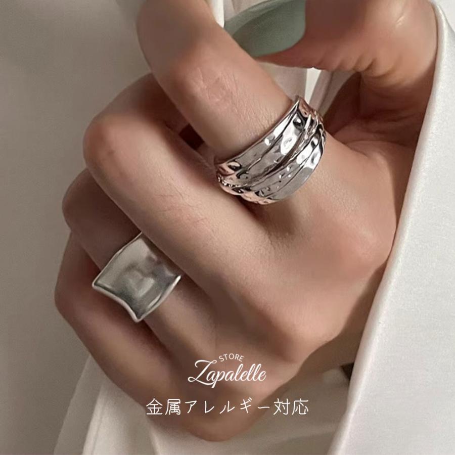 指輪 リング シルバー 高見え シンプル 高級感 ステンレス フリー 太め 