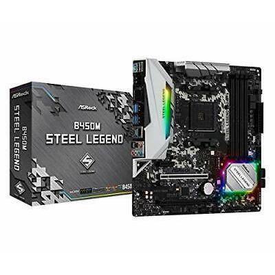 ASROCK B450MスチールレジェンドソケットAM4 AMD Promoteory B450 DDR4 クワッドクロスファイ...