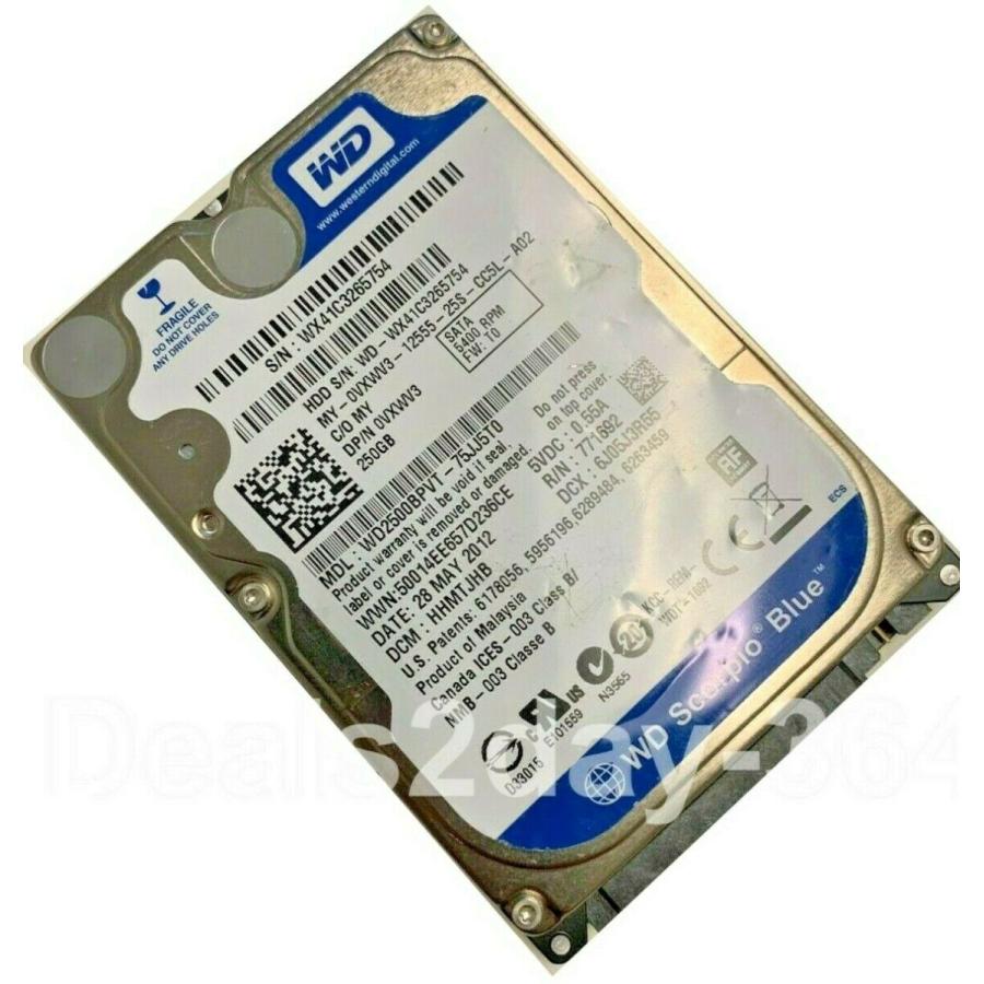 WD SCORPIO WD2500BPVT 250GB 5.4K RPM 3GB / S 8MB 2.5 "" SATAラップトップハード ...