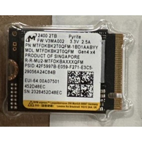 Micron 2TB 2400 M.2 2230 NVMe PCIe SSD Gen 4.0x4 (MTFDKBK2T0QFM