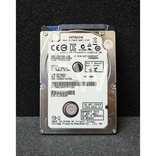 HTS543216A7A384日立TRAVERSTAR 160GB 5.4K RPM 3GB / S 2.5 