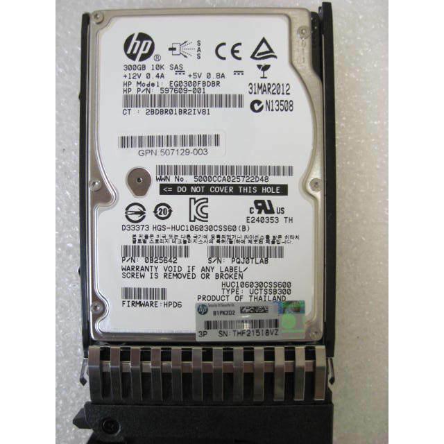 HP EG0300FBDBR 597609-001 GPN：507129-003 300GB 10K 6G 2.5 "" T付きのSASハード ...