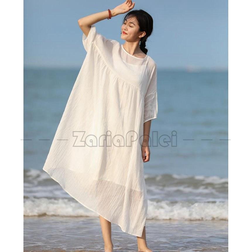 有名な高級ブランド 可愛い キレイめ オーバーサイズ ワンピース リネン ゆったり 無地 大きいサイズ 五分袖丈 マキシ丈 レディース ワンピース 代 21春夏新作 50代 40代 30代 ワンピース サイズ M Mmab Edu Co