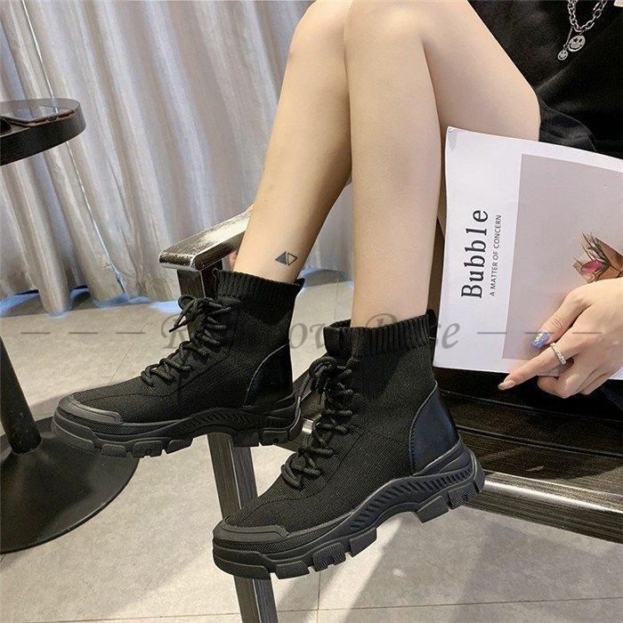 ブーツ レディース ショートブーツ スニーカーブーツ シンプル 黒 厚底 歩きやすい 靴 おしゃれ 幅広 甲高 疲れない 秋 冬 マーティンブーツ ローヒール 最新の激安