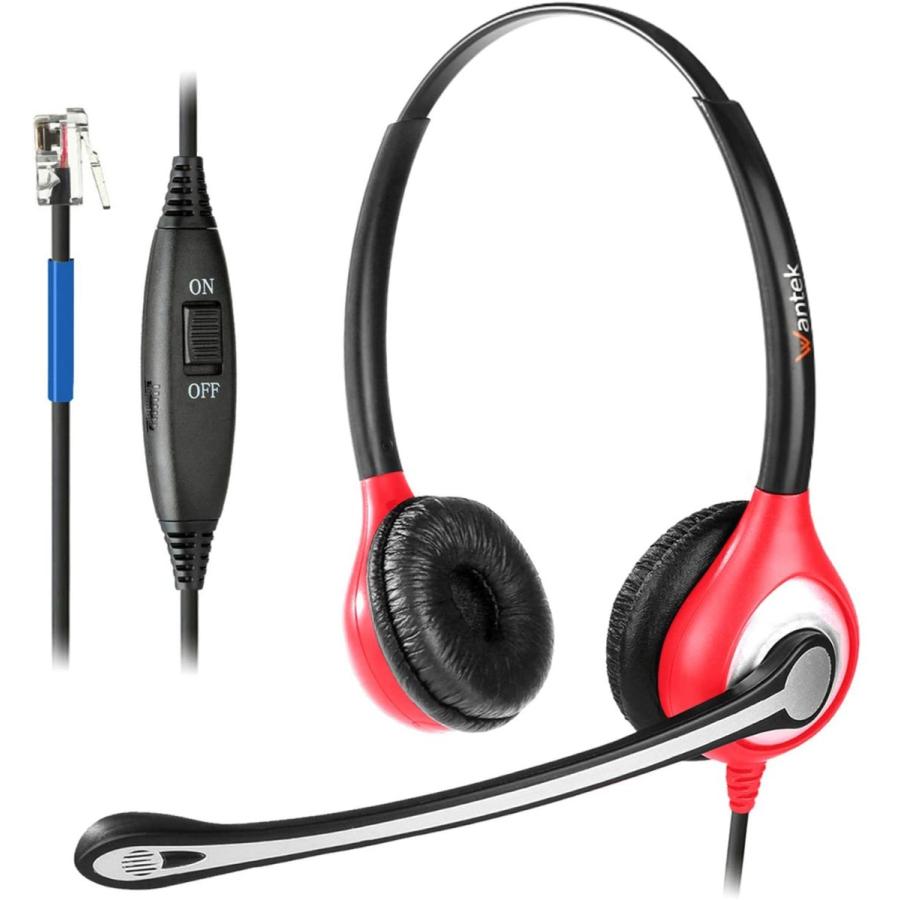 激安特価 Wantek 有線電話ヘッドセット 両耳用 コールセンター Rj9ヘッドセット ノイズキャンセリングマイク付き Plantronics M1 50 Off Appleusrbiji Rs