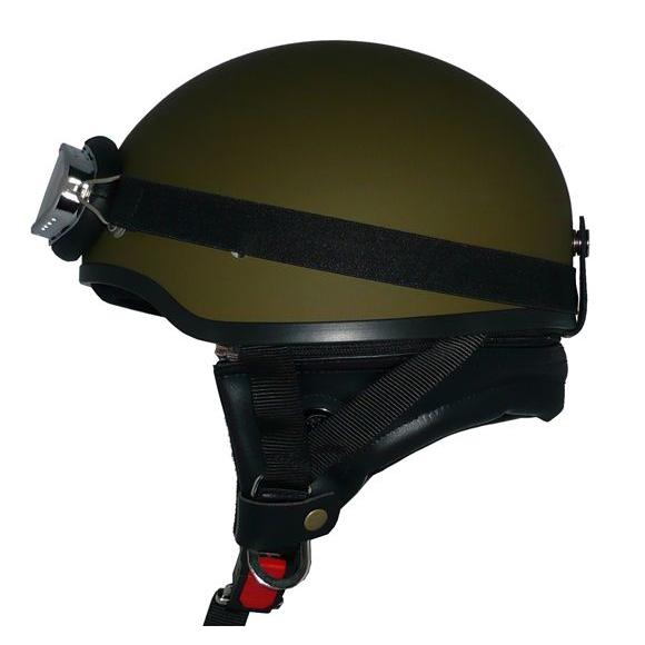 ザワキタ ZK-600 装飾ゴーグル付きハーフジェット(マットオリーブ