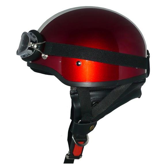 ザワキタ ZK-600 装飾ゴーグル付きハーフジェット(メタリックレッド