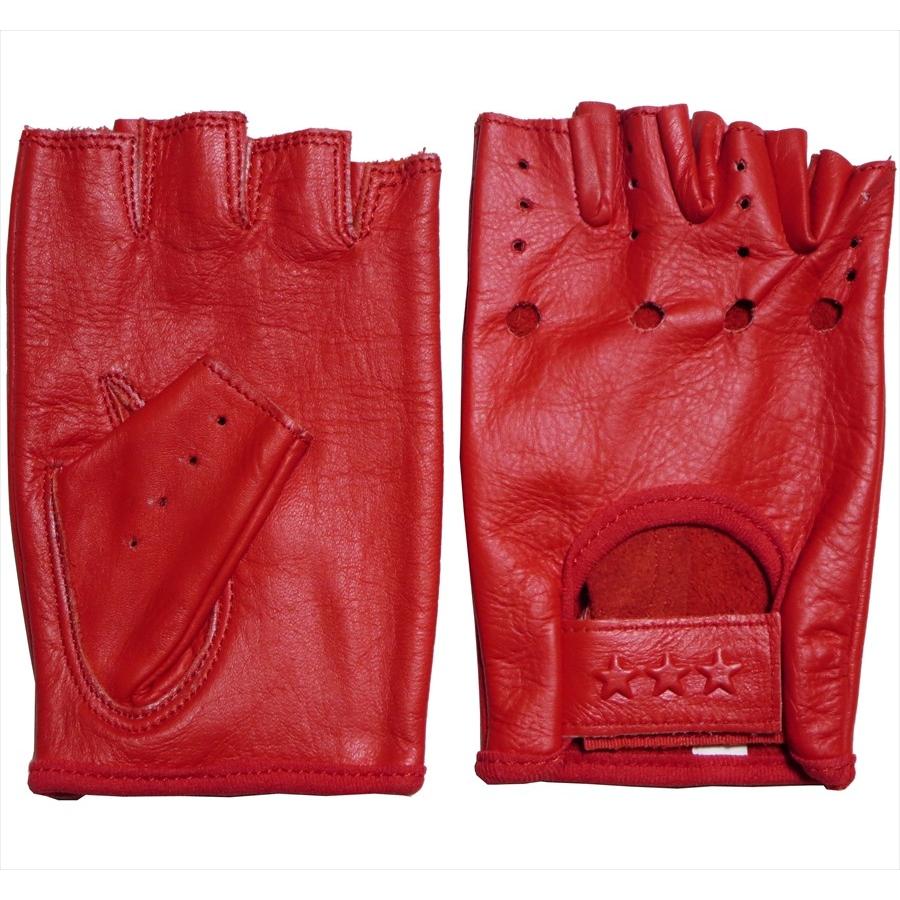 ザワキタ 本革フィンガーレスグローブ（レッド）全国送料サービス