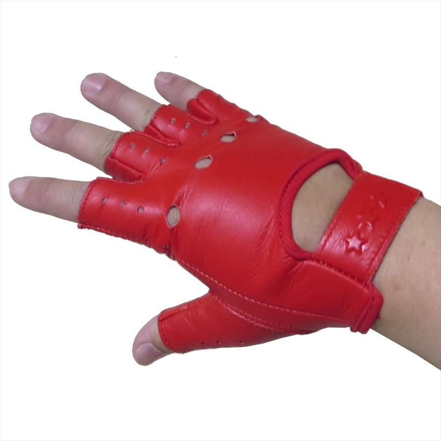 ザワキタ 本革フィンガーレスグローブ（レッド）全国送料サービス