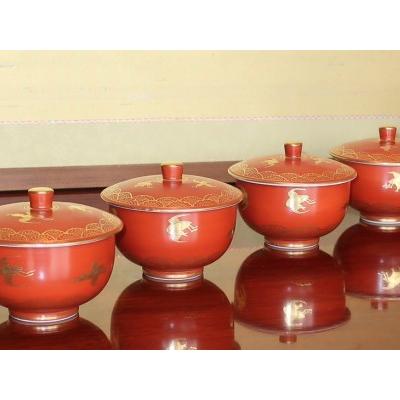 九谷焼／蓋付き汲出碗 5客 九谷焼 茶器 蓋付汲出し揃(5客