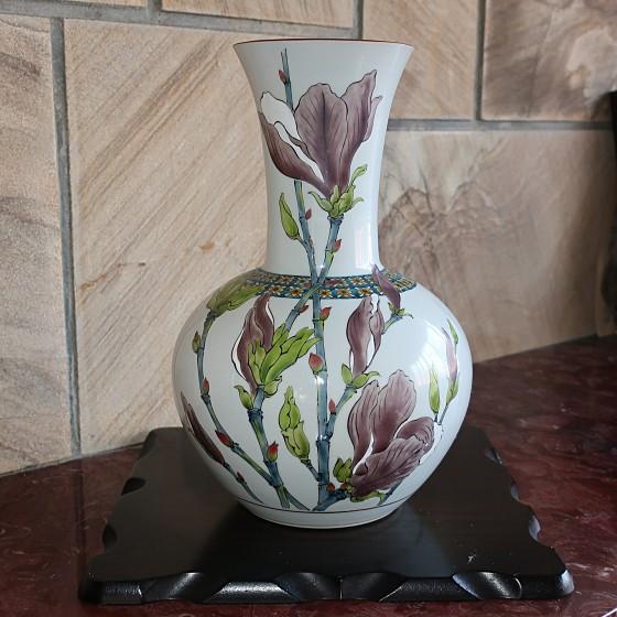 九谷焼 インテリア置物 花瓶 陶器 九谷焼木蓮 沢田千恵作 : ZAZU&CO