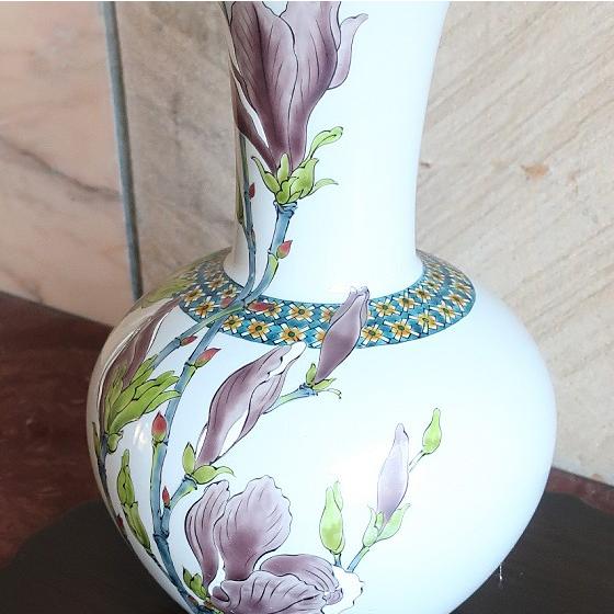 九谷焼 インテリア置物 花瓶 陶器 九谷焼木蓮 沢田千恵作 : ZAZU&CO