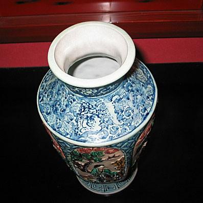 九谷焼 花瓶 陶器 古九谷風 糠川清章(はせがわせいしょう)作 九谷焼 花瓶 陶器 古九谷風 糠川清章(はせがわせいしょう)作