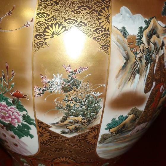 九谷焼 【逸品物】花瓶 陶器 九谷焼 特大台付花瓶(24号高さ74cm 九谷焼 【逸品物】花瓶 陶器 九谷焼 特大台付花瓶(24号高さ74cm