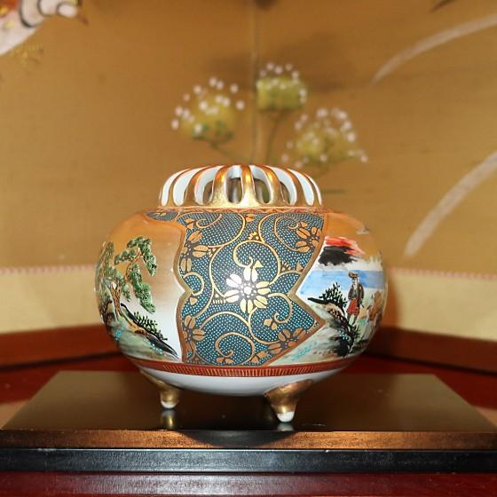 【在庫一掃セール】茶道具　香炉　九谷焼　本金大名行列　宗山作 【可児市】