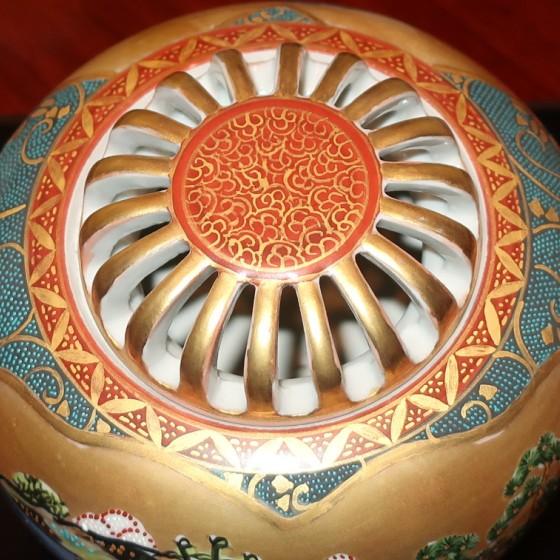 【在庫一掃セール】茶道具　香炉　九谷焼　本金大名行列　宗山作 【可児市】