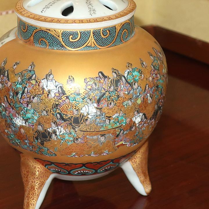 九谷焼 茶道具 香炉 三十六歌仙 小倉百人一首 住田金陽 掬翠作 （限定