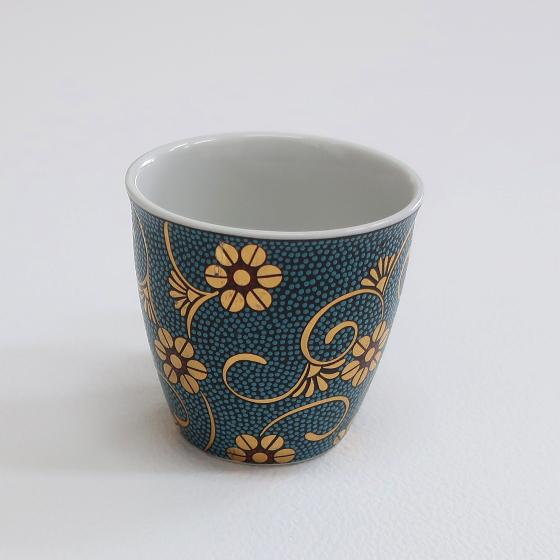 九谷焼 ミニマグカップ デミタスカップ 九谷焼 青粒鉄仙/白粒鉄