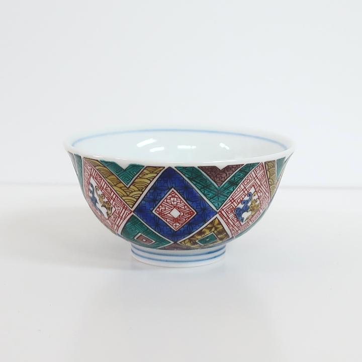 九谷焼 和食器 ごはん茶碗 飯わん ライスボール 吉田屋/石畳の図