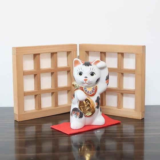 【縁起物】親子招き猫 開運・千客万来・商売繁盛 置物 高さ 約30センチ 九谷焼 千客万来で金運・商売繁盛 開運 縁起置物 招き猫 三毛