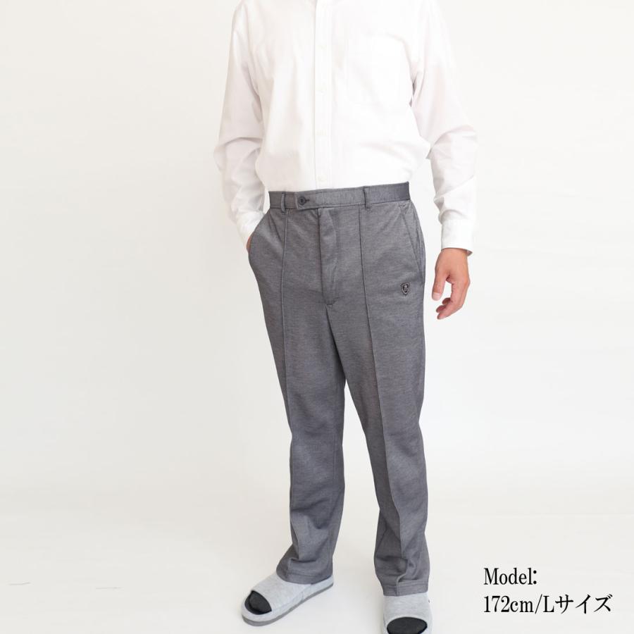 スラックス メンズ ズボン リラックスパンツ 鹿の子 吸汗速乾 前 スラックス メンズ ズボン リラックスパンツ 鹿の子 吸汗速乾 前