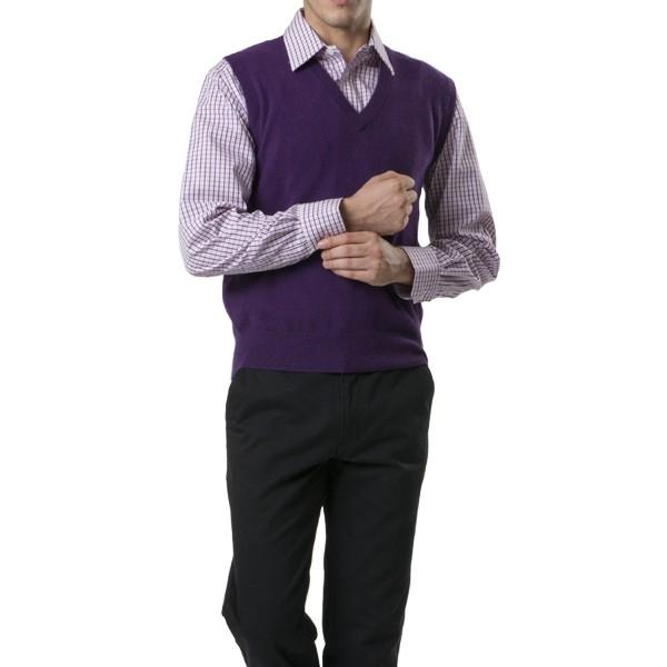 古希 喜寿 卒寿 祝い カシミヤ 100% Vベスト メンズ (70歳) (77歳