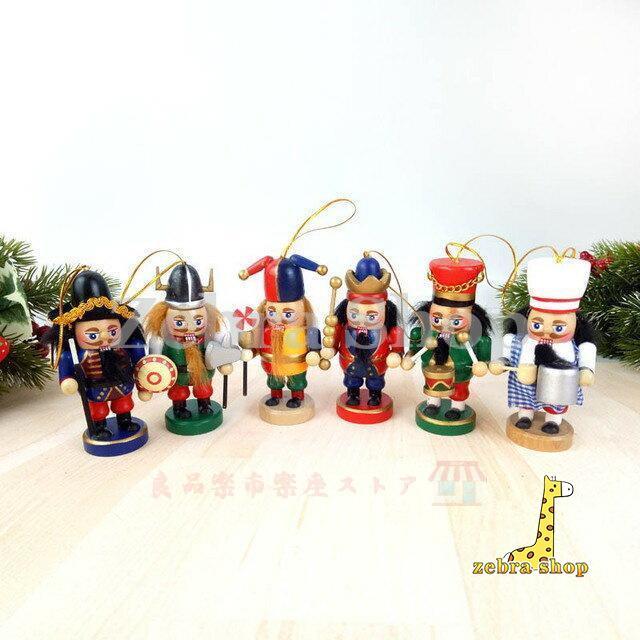 クリスマス オーナメント 10cm ジョーカーデザイン くるみ割り人形 木質人形6個セット ツリー飾り｜zebra-shop｜02
